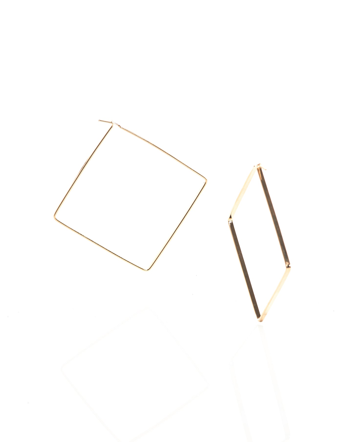 Big gold square hoop earrings