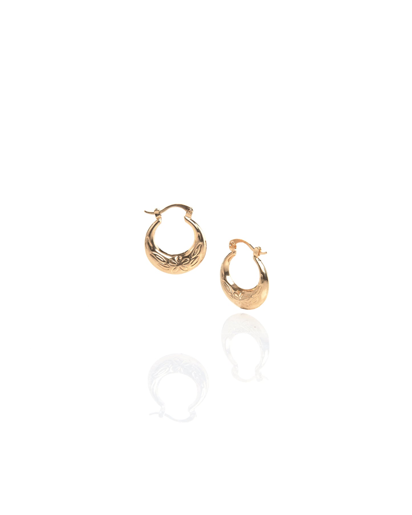 small flower engraved hoop earrings