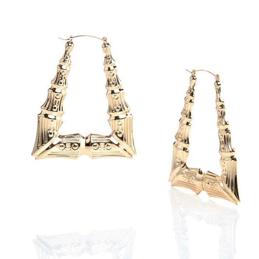 big rectangle gold door knocker hoops