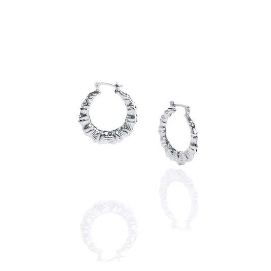 bamboo silver small hoop door knockers earrings