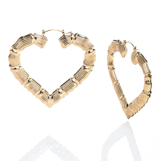heart shaped bamboo earrings