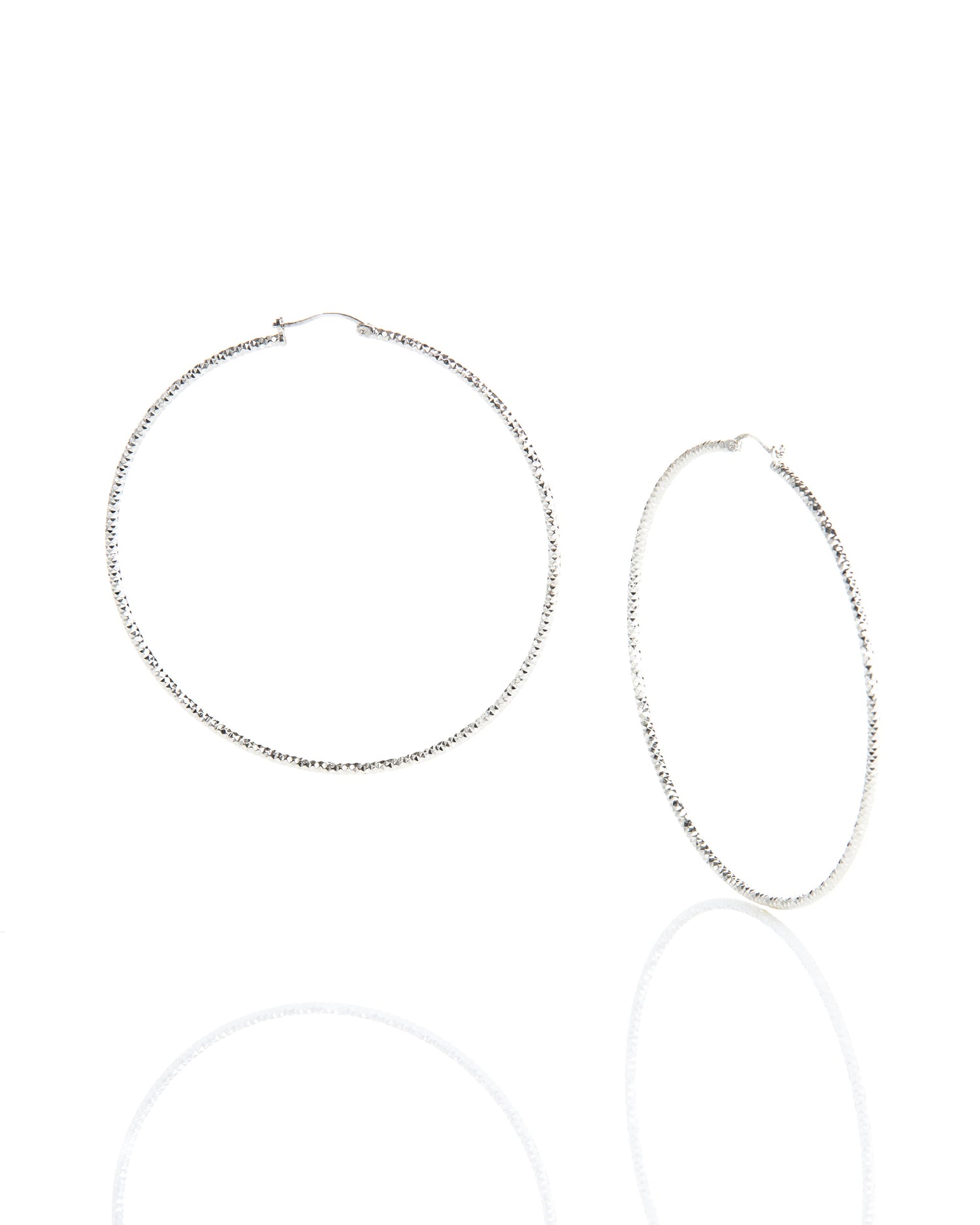 diamond cuts silver hoop earrings