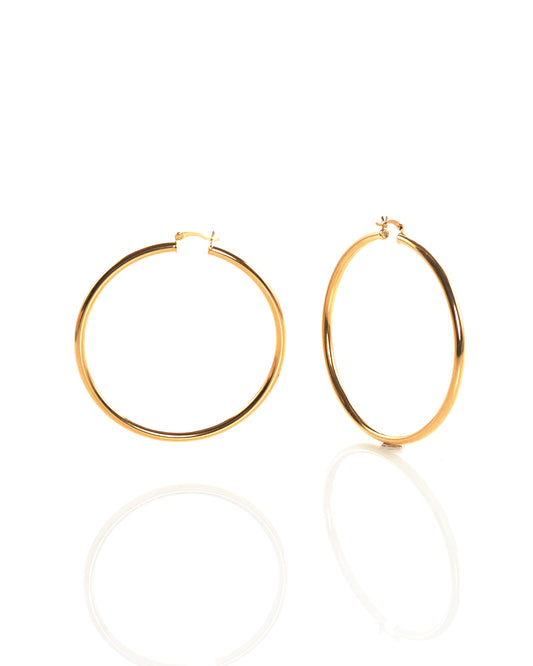 Gold rope hoop earrings