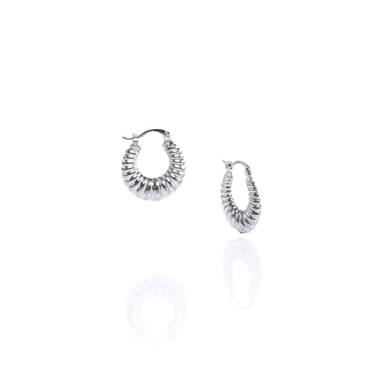 shell texture silver hoop earrings