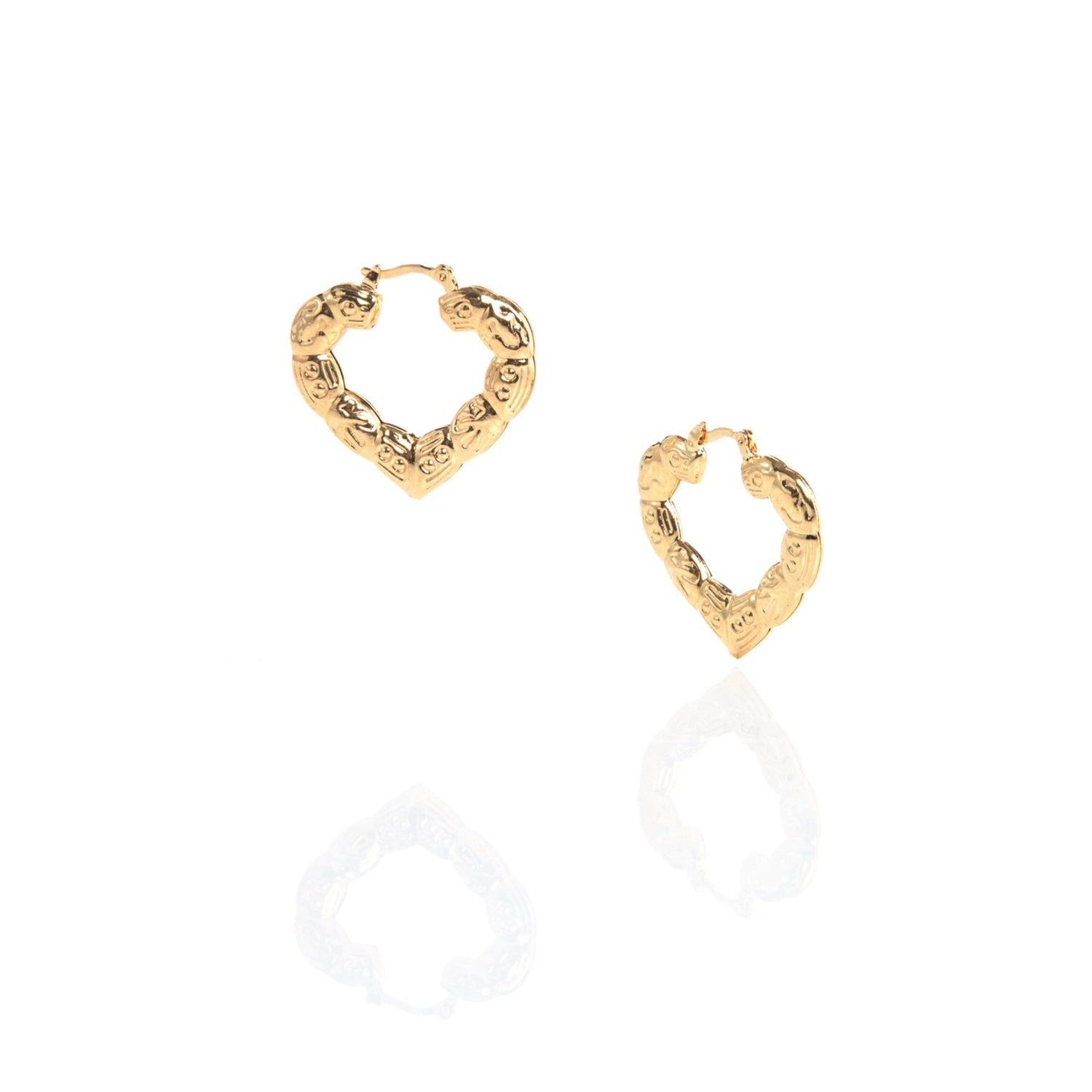 small gold heart shaped bamboo earrings
