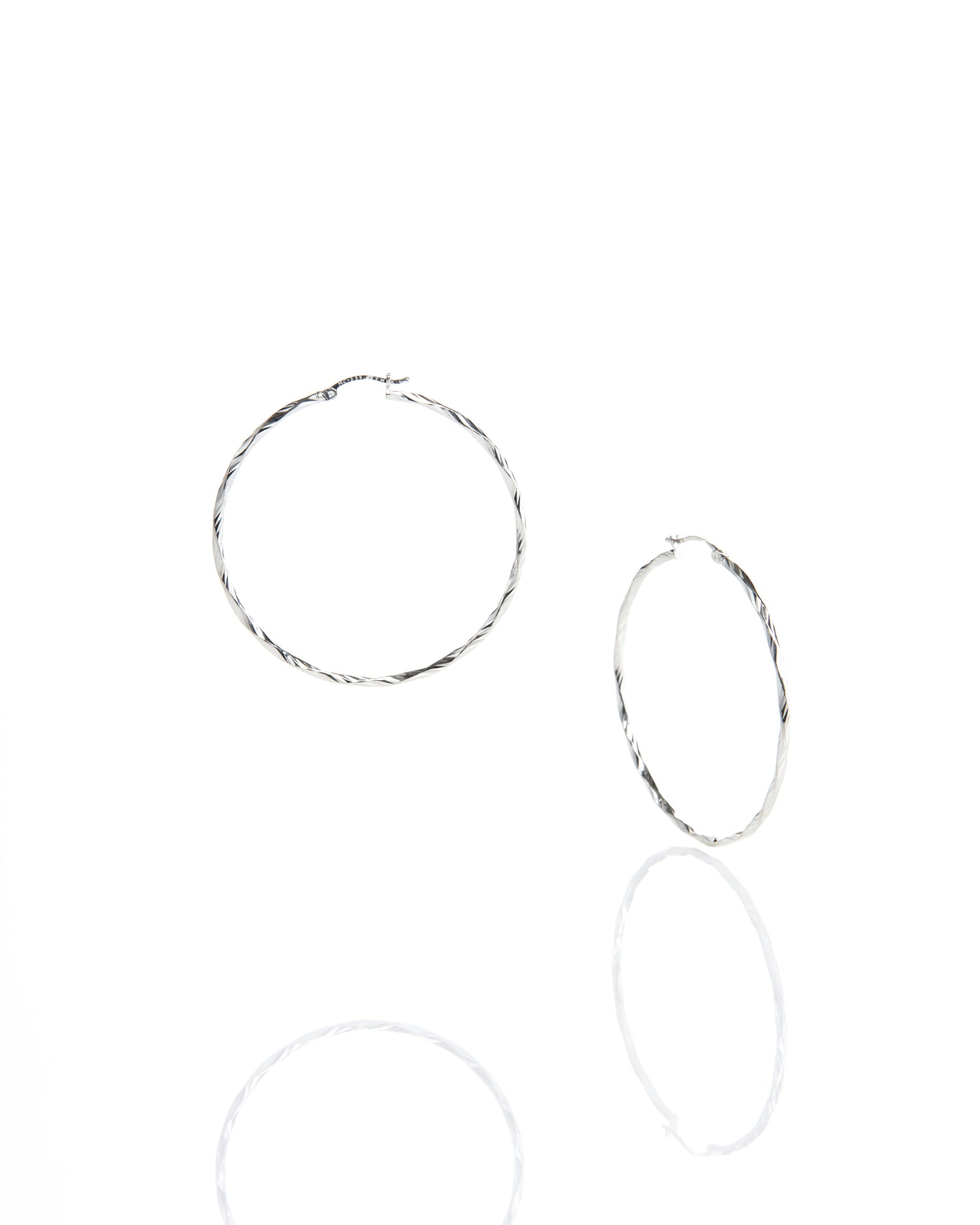 twisted silver hoop earrings