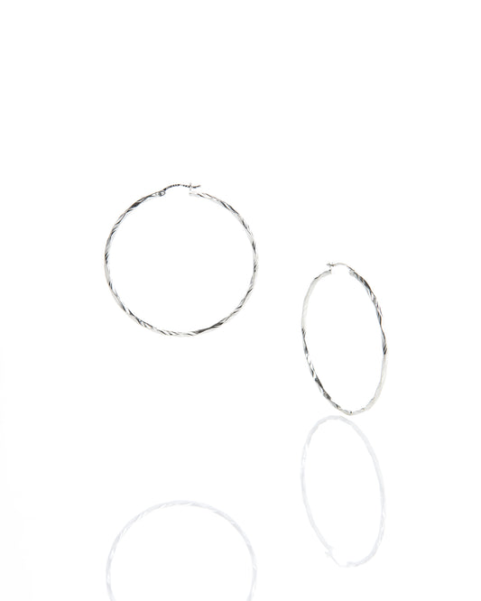twisted silver hoop earrings